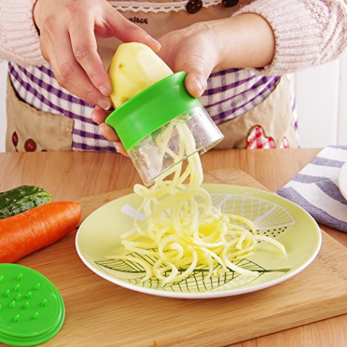 Spiralschneider Hand Möhrenreibe Gurkenschneider Spargelschäler Gemüsehobel für Gemüse Obst kartoffel Zwiebel Zucchini Spaghetti Nudeln in Spiralen mit 2 Klingen - 2