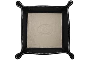 FrasiBags Svuotatasche Organizer Scrivania in Vera Pelle Made in Italy, Svuota Tasche Vassoio Porta Oggetti in Pelle Quadrato (Beige)