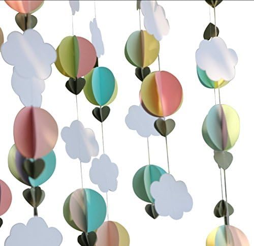 Parmay Pastel Clouds Hot Air Balloons Garland Up Up and Away Photo Prop Pack of 5