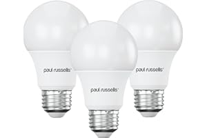 paul russells LED GLS Light Edison Screw ES, 60w Equivalent, 8watt 806LM LED Bulbs, 2700K Warm White Lamp, Classic Frosted A60 Standard E27 Energy Saving Non-Dimmable Large Globe Lightbulb, 3 Pack
