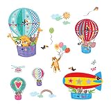 Decowall DA-1610B Tiere in Heißluftballons Wandsticker Wandaufkleber Wandtattoo Kinderzimmer - 2