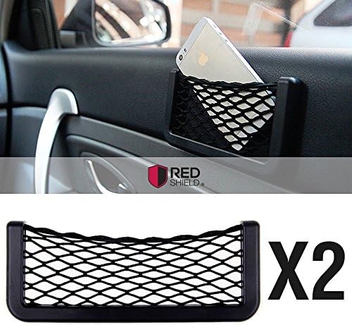 Mercedes SL R230 Storage Pocket Organizer Mesh Net Bag Phone Holder Mount X2