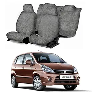 Rufus Cotton Car Seat Cover for Maruti Suzuki Zen Estilo (5 Seater) (Gray) (All Detachable Headrest)
