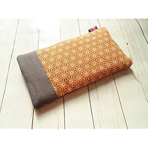 Handytasche Handyhülle Ocker Grau Muster japanisch,maßgefertigt für jedes Handymodell von nelomi