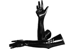 CHENIVESSS Gants Longs Sexy en Similicuir Pour Femme - Élastique, Cuir Synthétique, D'opéra, de Soirée, de Danse (53cm)
