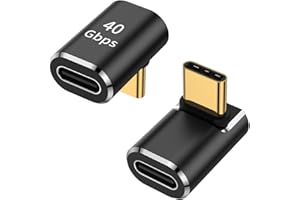 AuviPal Adaptador USB C de 90 Grados (Paquete de 2), Conector de ángulo Recto USB C Macho a Hembra en Forma de L para MacBook, Tableta, teléfono y Otros Dispositivos Tipo C
