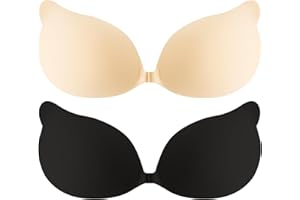 Vtelor Sticky Bra Backless Invisible Stick on Bra Push up Strapless Women's Adhesive Bras Ladies Invisible Strapless Bras Push up Lift & Enhance Cleavage for Backless Dresses, Wedding, Party