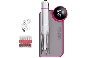 Aofesel Ponceuse pour Ongles Professionnelle Electrique, 35000 RPM Portable Rechargeable Avec Affichage LED et 6 Embouts Ponçage pour Pédicure Manucure, pour Manucure Pédicure, pour Domicile Salon
