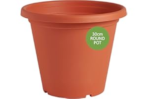 Clever Pots Pot de Fleur Interieur, Pots de Fleurs Plastique 30cm pour Fleurs et Plantes, Pot Plante Intérieur et Extérieur avec Drainage pour Maison, Jardin, Veranda, Patio, Balcon - Terracotta