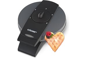 Cloer 1625 Gofrera para gofres de corazón, 930 vatios, tamaño de gofre 15.5 cm, nivel de tostado infinitamente seleccionable, metal, gris