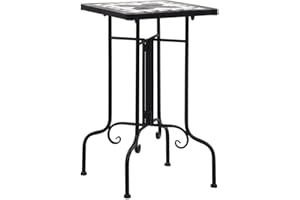 puraday Mesa auxiliar de mosaico, mesa auxiliar para exteriores, mesa de jardín, pequeña mesa de flores, mesa auxiliar de metal, mesa de jardín, mesa de mosaico, mesa de balcón, mesa de cerámica,