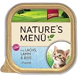Schmusy Katzenfutter Natures Menü für Kitten mit Lachs 100 g, 16er Pack (16 x 100 g)