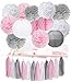 Produktbild Rosa Grau Weiß Pompoms Deko Quaste Girlande Baby Dusche Dekoration Party Deko Deko Hochzeit Lampion Deko