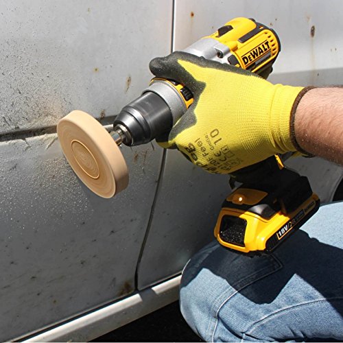 Folienradierer inkl. Adapter – Für alle handelsübliche Bohrmaschinen, Akku-Schrauber, Geradschleifer geeignet – Zierfolien, Aufkleber und Kleberückstände entfernen - 2