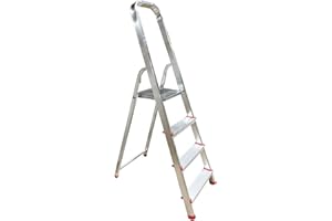 FERRETERIA LEPANTO Escalera de Tijera Plegable, Escalera de Aluminio, Multiusos, Antideslizante, Ligera y Resistente, Escalera Doméstica, Fácil Transporte (4 peldaños)