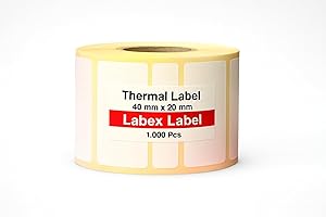 ‎LABEX LABEL Labex Label 40x20 mm Thermoetiketten auf Rolle – 1 Rolle (1000 Versandetiketten) – Barcodeetiketten, Lageretiketten, Paketaufkleber – Kompatibel mit Zebra, Argox, Sato – Thermodirekt