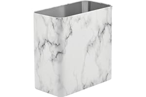 mDesign Poubelle Bureau en métal – Poubelle Salle de Bain, Bureau et Cuisine, de Taille compacte mais suffisante pour déchets Divers – Corbeille à Papier rectangulaire – Couleur marbre