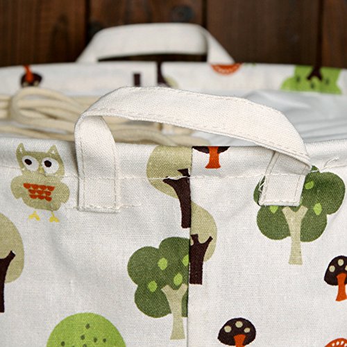 Kimjun Multifunktionale Household Stoff Leinen Wäschesammler Wäschebox Faltbare Wäschekörbe Kinder Spielzeug Aufbewahrungskorb Aufbewahrungsbox Tiere + Bäume - 4