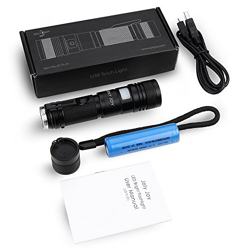 Joly Joy Taschenlampe mit 5 Modi, Zoombar, IP65 Wasserfest, USB Powered, Wiederaufladbar, Super Hell 600 Lumen CREE LED für Indoor und Outdoor (Campen, Wandern, Fahrradfahren und Notfälle) (1 x Battrien) - 7