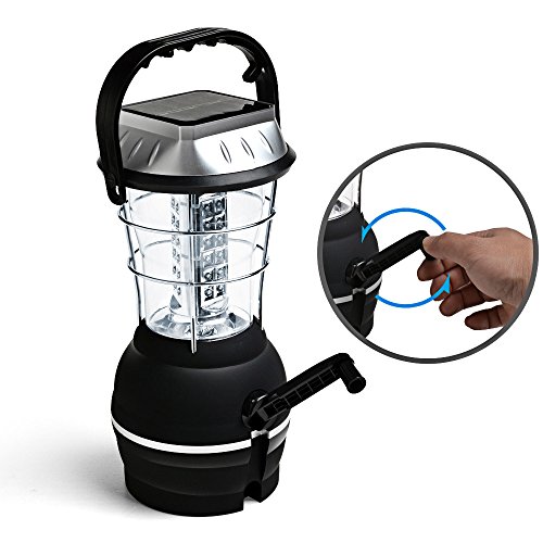 AGPtek Solar-Camping-Licht, 5 Modi, Hand-Kurbel-Dynamo, Solarleuchte, 36-LED-Laterne, Wiederaufladbares Camping-Licht, für Notfall / Arbeit, sehr hell – wasserdichte Laterne – USB-Aufladung – Für Camping / Wandern / Notfälle / Wirbelstürme / Stromausfälle - 6