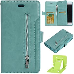 iPhone 7 Plus Hülle,Multifunktions Wallet Case für iPhone 8 Plus,Ekakashop Premium Retro Grün Muster PU Leder Standplatz Fall Hülle Case Bookstyle Flip Schale Weichen Silikon Schutzhülle Klapptasche Etui Magnetverschluß mit Standfunktion für Apple iPhone 7 Plus / 8 Plus + 1x Kostenlos Ständer (Farbe zufällig)