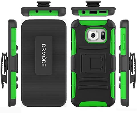 Galaxy S7 Edge Case, S7 Edge Clip Case, Hybrid Dual Layer Drop-protection Case with Kickstand and Belt Clip for Samsung Galaxy S7 Edge (Black &amp; Green)