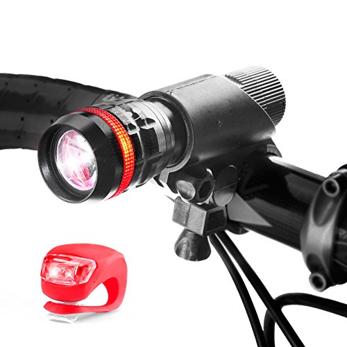 Preisvergleich Produktbild iKross LED Zoom Fahrradbeleuchtung Set mit Halterung - Schwarz
