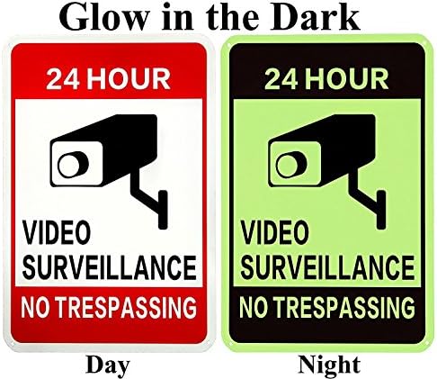 WISLIFE CCTV Sign - 40 Mil Rust-free Aluminum Glow-in-the-Dark Signs, CCTV in Operation Sign, No Trespassing Security Sign 10" X 14"
