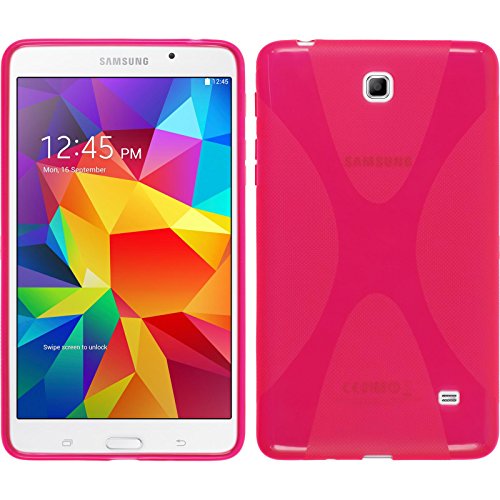 PhoneNatic Case für Samsung Galaxy Tab 4 7.0 Hülle Silikon pink X-Style Cover Galaxy Tab 4 7.0 Tasche + 2 Schutzfolien