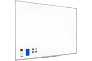 Raylu Paper® - Pizarra blanca magnética para pared con marco de aluminio, pizarra blanca magnética de borrado en seco grande con bandeja para rotuladores (120 x 90 cm)