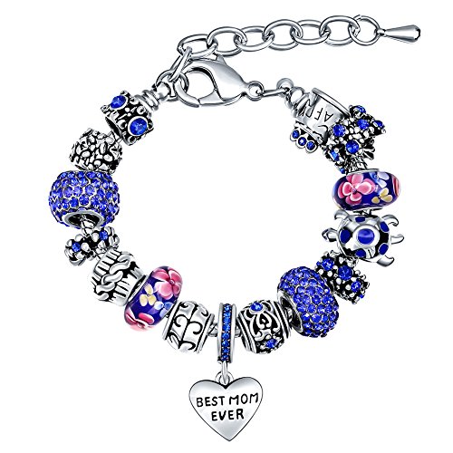 MANBARA Famiglia Tema Charms Bracciali Con Perline Incisi Figlio Della Madre Figlia Zia Suora (500BL best mom ever)