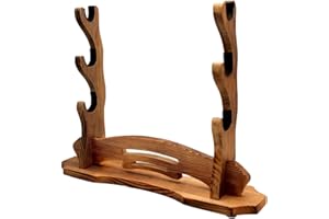 BiJun Schwertständer, Schwerthalter, Katana-Ständer, Lichtschwertständer, Samurai-Schwertständer, Wandmontage, Haken für Katana Wakizashi Tanto, unterstützt alle Schwerter (3 Ebenen)