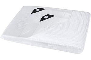 ANSIO Tarpaulin 3m x 5m Water-resistant Heavy Duty Tarp Large Camping Cover Sheet – Multipurpose Groundsheet with UV Protection, Weatherproof & Frost-Resistant – Reinforced Eyelets - Mesh Clear