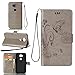 Produktbild pinlu Schutzhülle Für Huawei G7 Plus / G8 / GX8 (5.5 Zoll) Handyhülle Hohe Qualität PU Ledertasche Brieftasche Mit Stand Function Innenschlitzen Design Schmetterling Gras Muster Grau