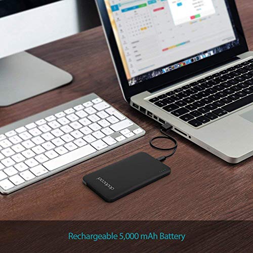 dodocool Mini Bater  a Externa MFI Certificado 5000mAh Ultrafino 2 Puertos Cargador Port  til con Micro USB Cable y Cable de Lightning Desmontable para iPhone 8   8 Plus   X   7   7 Plus   Samsung y otros Negro