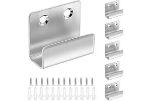 AMAZING-EU CCUCKY Ganci in acciaio inossidabile per montaggio a parete, piastrelle di ceramica e supporto per garage da cucina, 6 pezzi (argento)