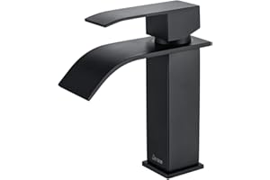 DETBOM Robinet de salle de bain noir Robinet de lavabo, mis à jour Robinet de lavabo cascade pour salle de bain, mitigeur lavabo monocommande cascade