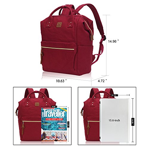 Veevan Damen Herren Retro Canvas Schule Rucksack 15,6 Laptop - 6