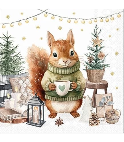 20 Servietten Schneemänner Am Vogelhaus – Winter- & Weihnachts-Tischdeko, 33x33 Cm, 3-lagig, Biologisch Abbaubar