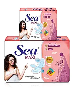 SEA Sanitary Pad For Women | 15 XXL Maxi + 6 XL Maxi Period Combo Pack | Organic Cotton Pad with Leak And Odour Lock Technology