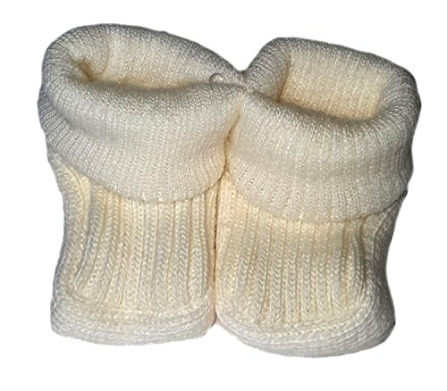 BNWT Baby boys or girls unisex knitted 100% Acrylic booties 0-3 months (beige)