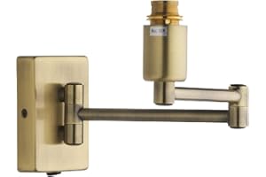 Britalia Antique Brass Traditional Retro Switched Double Swing Arm Wall Reading Light Bracket | Discreet On Off Rocker Switch Operated | 1 x BC Lamp Bulb Required | Bedside - Living Room
