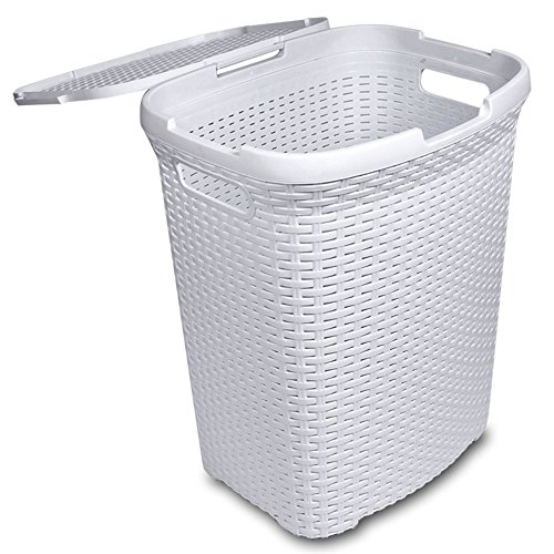 Wäschekorb – Wäschetruhe – Wäschekiste Rattan aus Kunststoff weiß - 2
