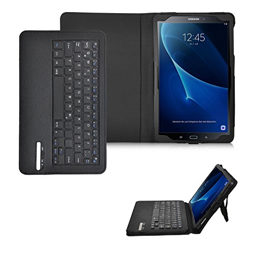ELTD Samsung Galaxy Tab A 10.1 Tastatur, Detachable Bluetooth Tastatur (QWERTZ Tastatur) mit Standfunction Für Samsung Galaxy Tab A 10.1 T580N / T585N (2016), Schwarz - 2