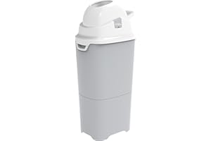 DIAPER CHAMP ONE MAXI Windeleimer - geruchsdicht - OHNE Nachfüllkassetten - funktioniert mit normalen herkömmlichen Tüten/Müllbeutel - für ca. 60 Windeln - silber/weiß