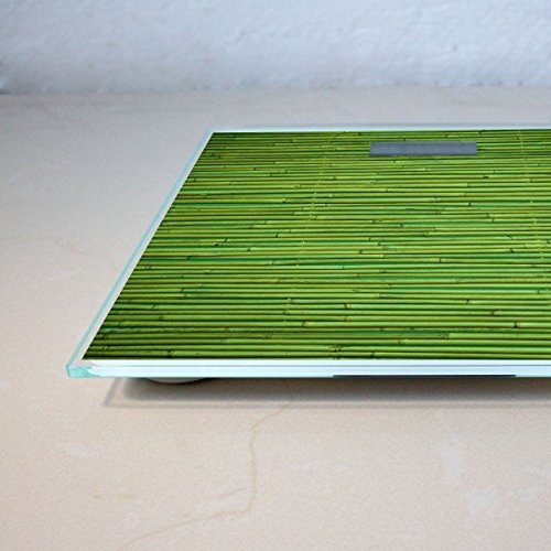 banjado – Personenwaage digitale Körperwaage 30cm x 30cm aus Glas mit Motiv Bambus Grün - 3