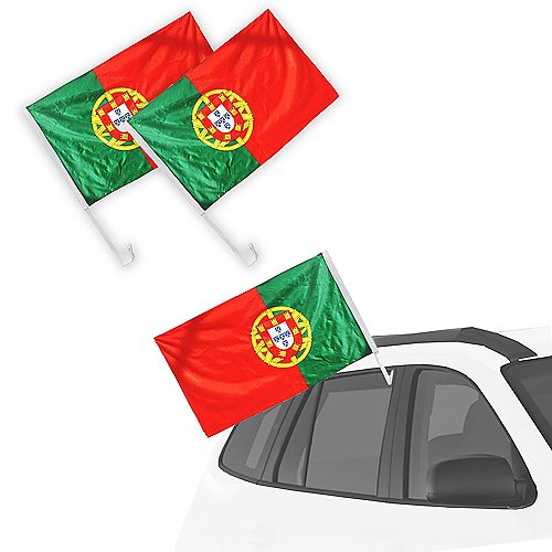 Mianova Fanartikel Autofahne für Fussball WM & EM 2 Stück – Portugal