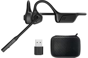 ZIOCOM Auriculares de conducción aérea, Auriculares de oído Abierto con Mic y cancelación de Ruido, Auriculares inalámbricos Bluetooth con dongle USB, Compatible con PS4 / PS5 / PC（No para Teams）