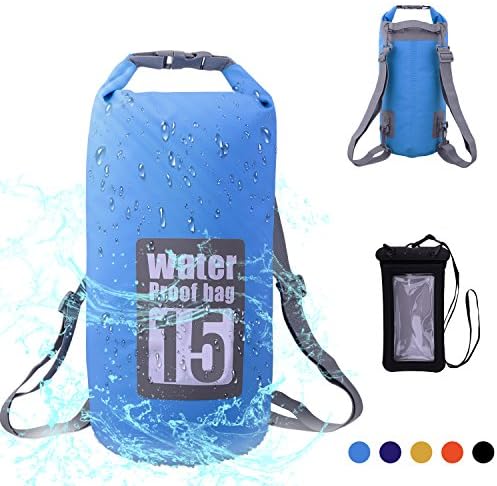 WIN.MAX Dry Bag, Waterproof Bag, Waterproof Floating Dry Sack 5L 10L 15L 20L 30L, With Adjustable Shoulder Strap and Phone Dry Bag for Kayaking, Rafting, Swimming, Camping, Hiking, Beach 7 colors