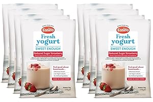 EasiYo Yoghurt Strawberry Reduced Sugar, 8 Bags | Each Bag Makes 1 kg Yoghurt